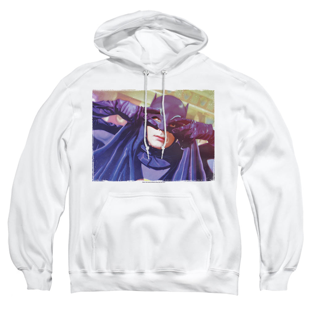 AN OFFCIALLY LICENSED BATMAN CLASSIC TV SMOOTH GROOVE ADULT UNISEX PULLOVER HOODIE WHITE