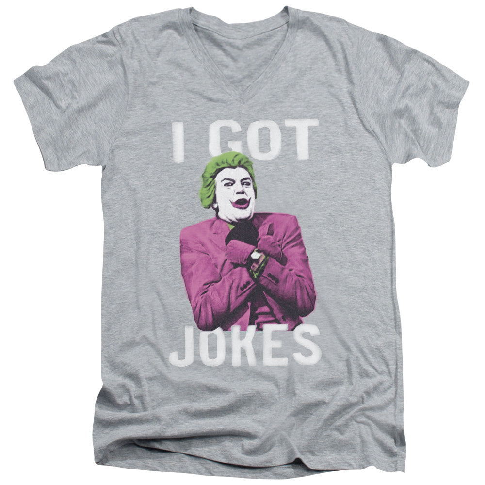 AN OFFCIALLY LICENSED BATMAN CLASSIC TV GOT JOKES MEN'S V-NECK T-SHIRT ATHLETIC HEATHER