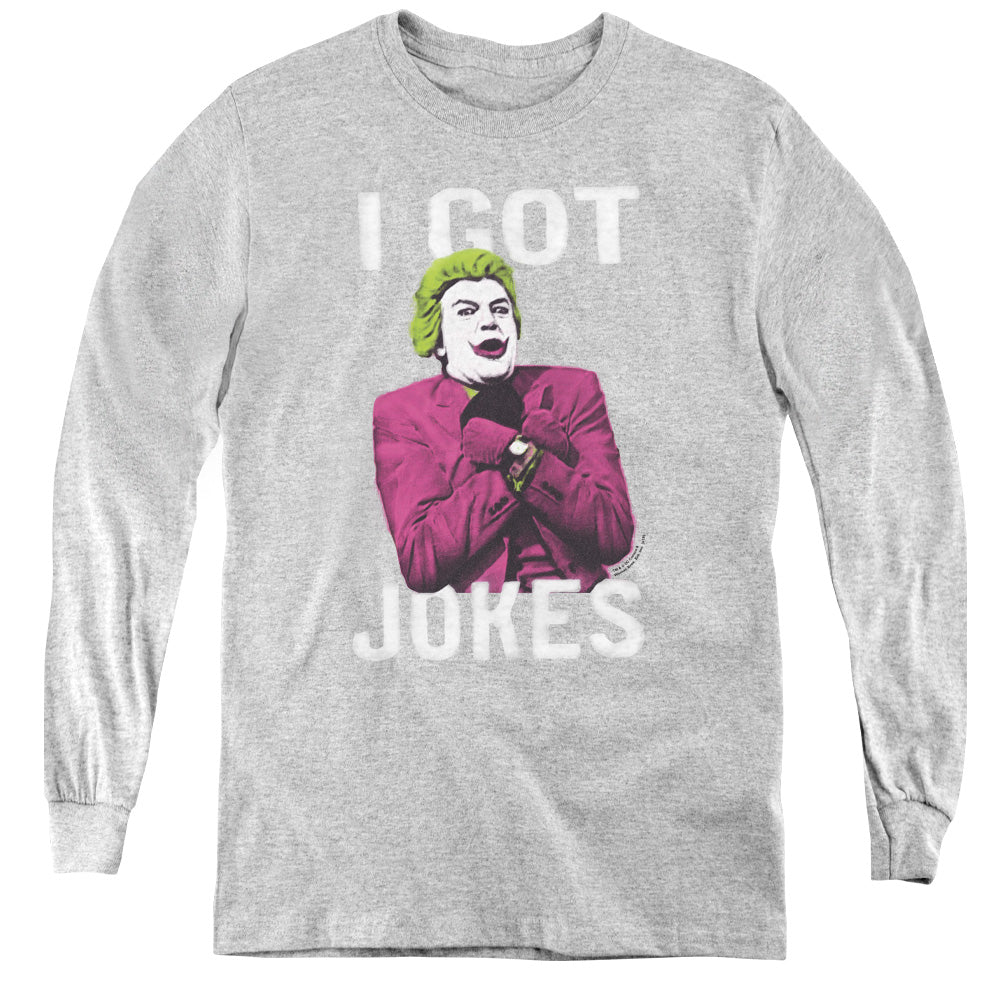 AN OFFCIALLY LICENSED BATMAN CLASSIC TV GOT JOKES YOUTH LONG SLEEVE T-SHIRT ATHLETIC HEATHER