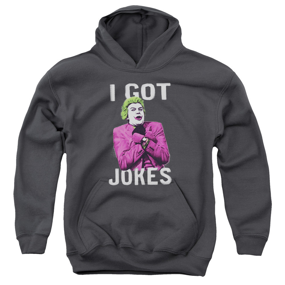 AN OFFCIALLY LICENSED BATMAN CLASSIC TV GOT JOKES YOUTH HOODIE CHARCOAL