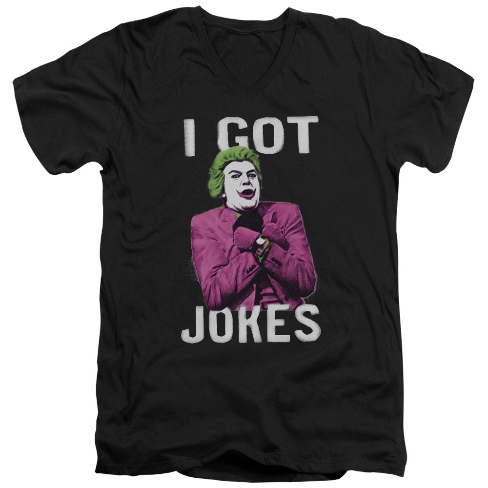AN OFFCIALLY LICENSED BATMAN CLASSIC TV GOT JOKES MEN'S V-NECK T-SHIRT BLACK