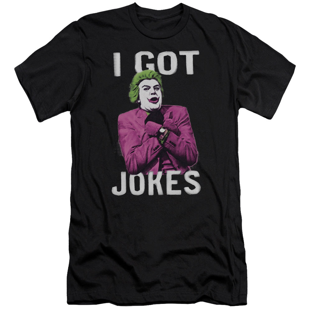 AN OFFCIALLY LICENSED BATMAN CLASSIC TV GOT JOKES MEN'S PREMIUM SLIM FIT T-SHIRT BLACK