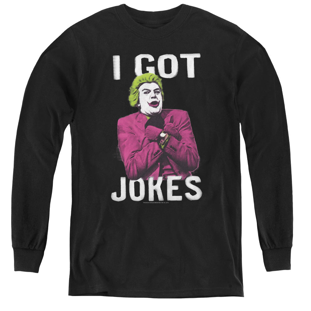 AN OFFCIALLY LICENSED BATMAN CLASSIC TV GOT JOKES YOUTH LONG SLEEVE T-SHIRT BLACK