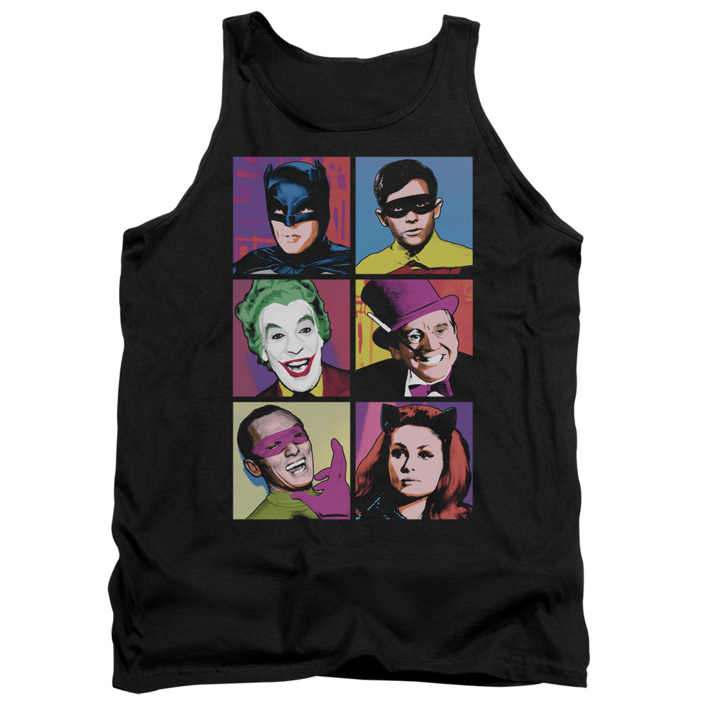 AN OFFCIALLY LICENSED BATMAN CLASSIC TV POP CAST ADULT UNISEX TANK TOP BLACK