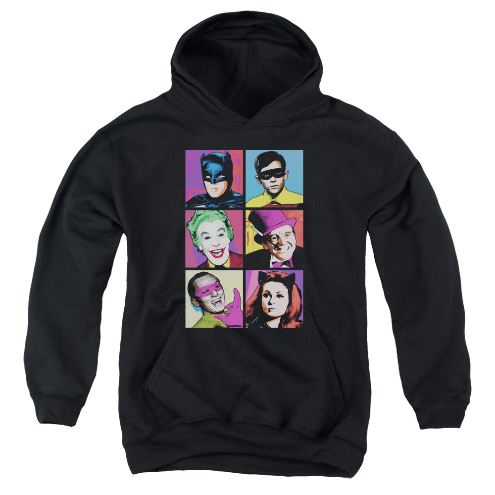 AN OFFCIALLY LICENSED BATMAN CLASSIC TV POP CAST YOUTH HOODIE BLACK