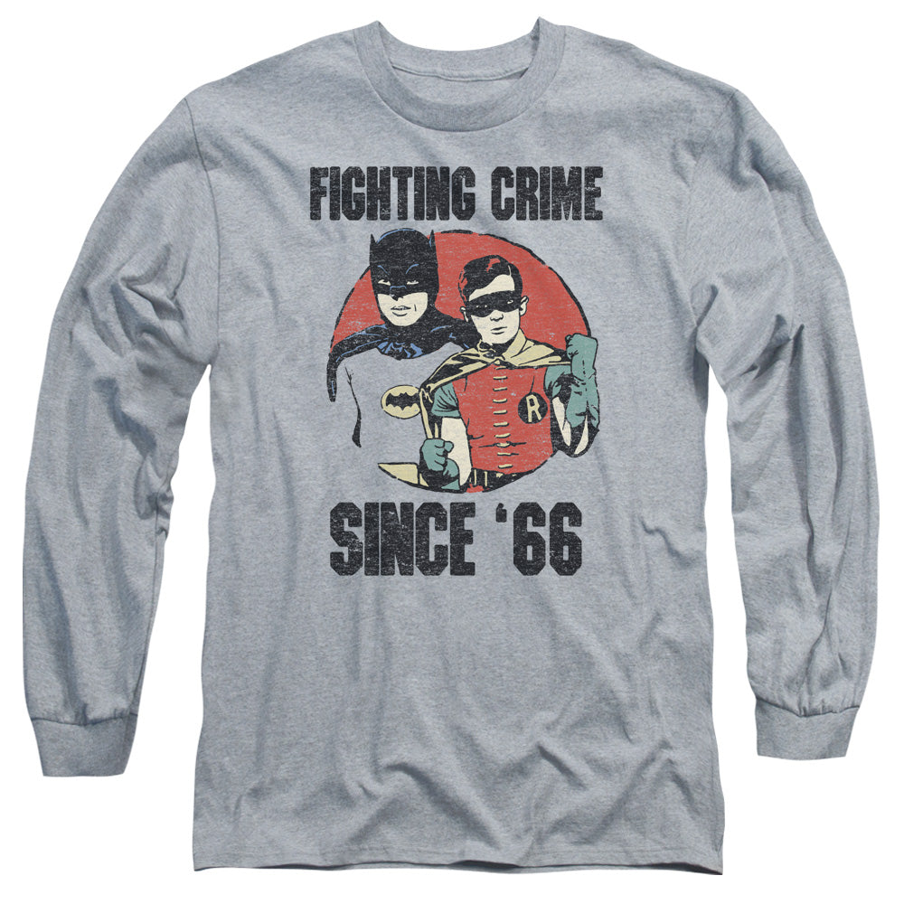 AN OFFCIALLY LICENSED BATMAN CLASSIC TV SINCE 66 MEN'S LONG SLEEVE T-SHIRT ATHLETIC HEATHER