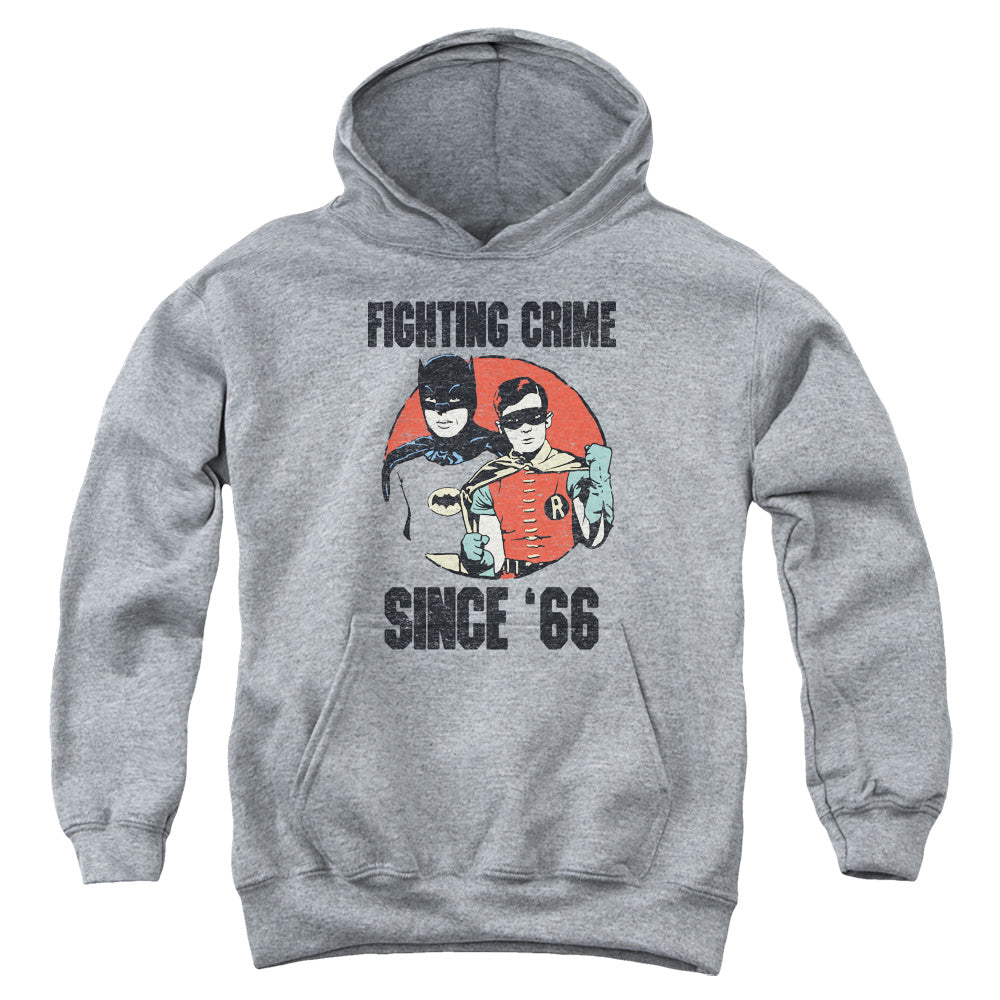 AN OFFCIALLY LICENSED BATMAN CLASSIC TV SINCE 66 YOUTH HOODIE ATHLETIC HEATHER
