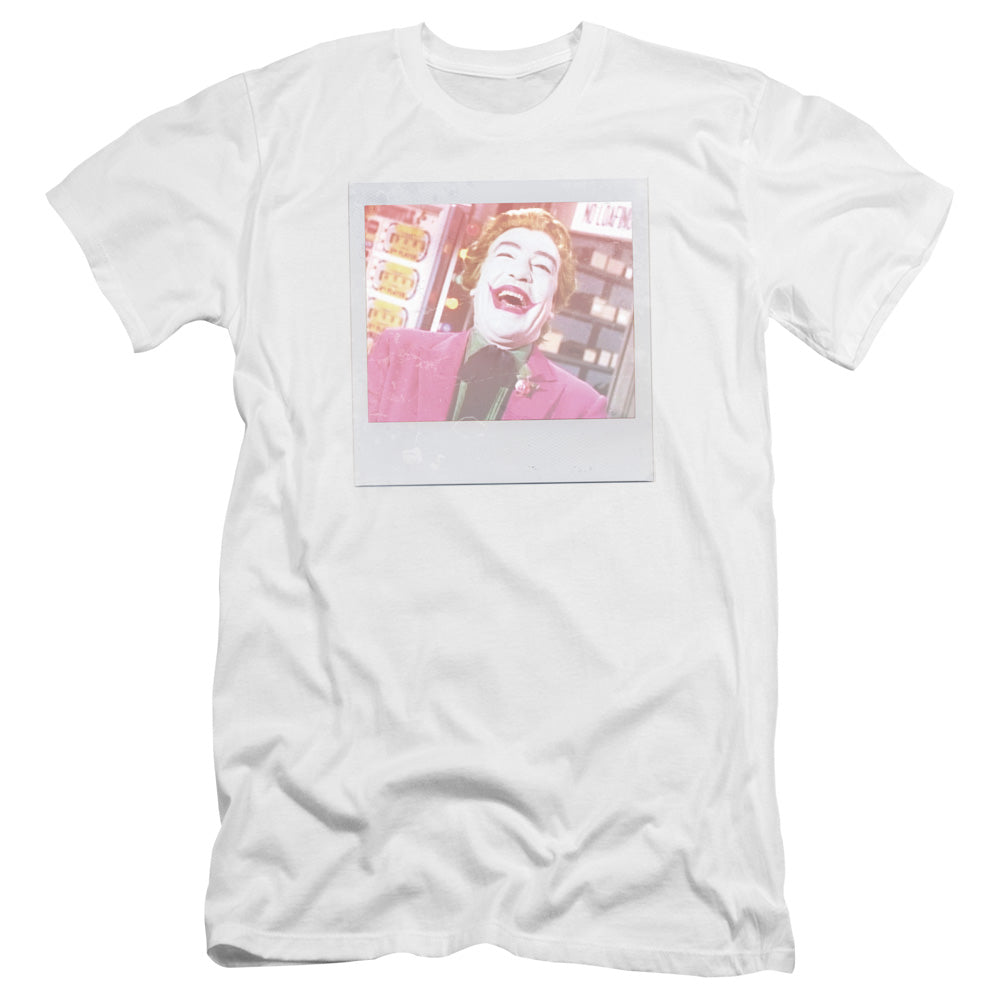AN OFFCIALLY LICENSED BATMAN CLASSIC TV CAPTURED MEN'S PREMIUM SLIM FIT T-SHIRT WHITE