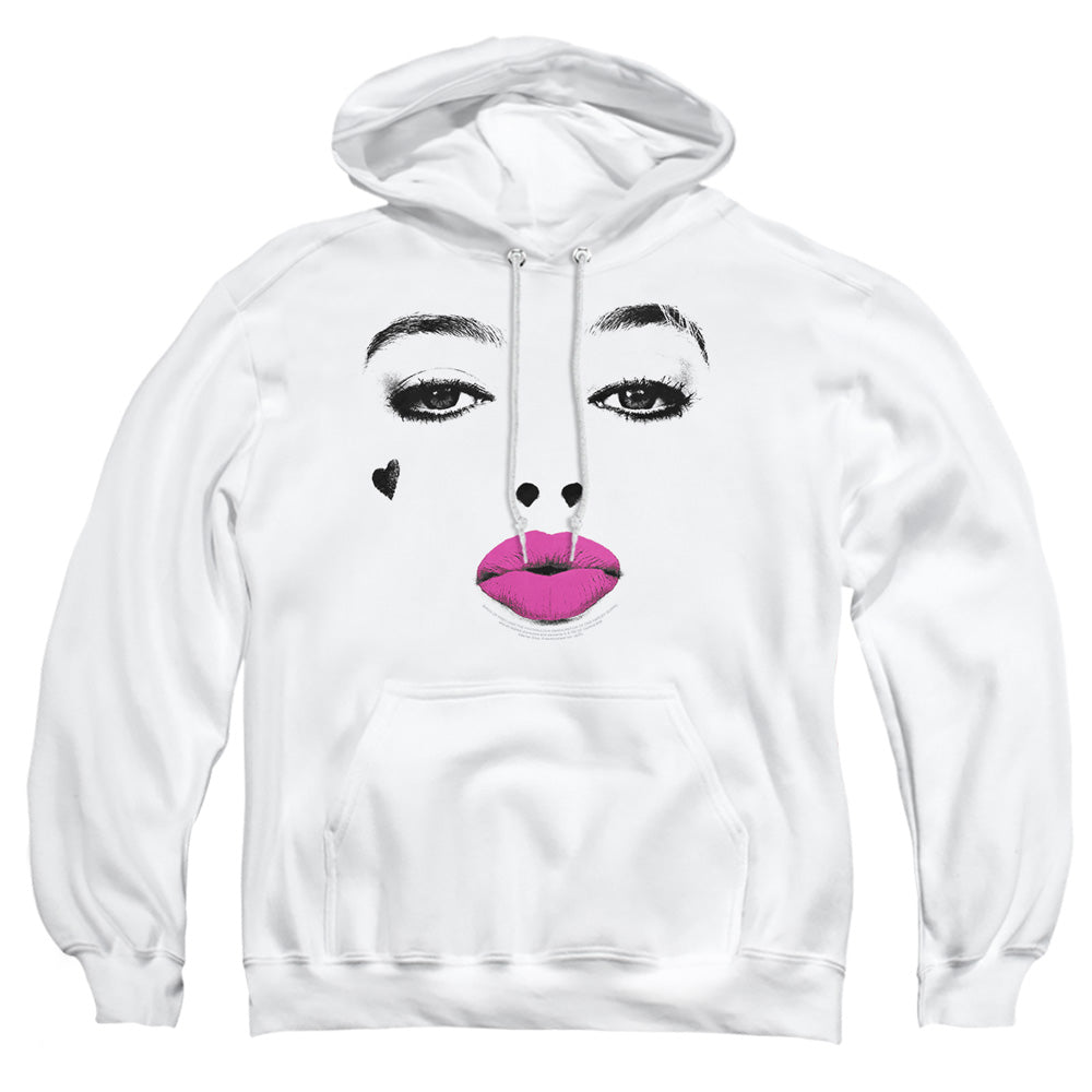 AN OFFCIALLY LICENSED BIRDS OF PREY KISS ADULT UNISEX PULLOVER HOODIE WHITE