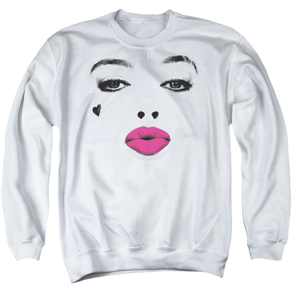 AN OFFCIALLY LICENSED BIRDS OF PREY KISS ADULT UNISEX CREWNECK SWEATSHIRT WHITE