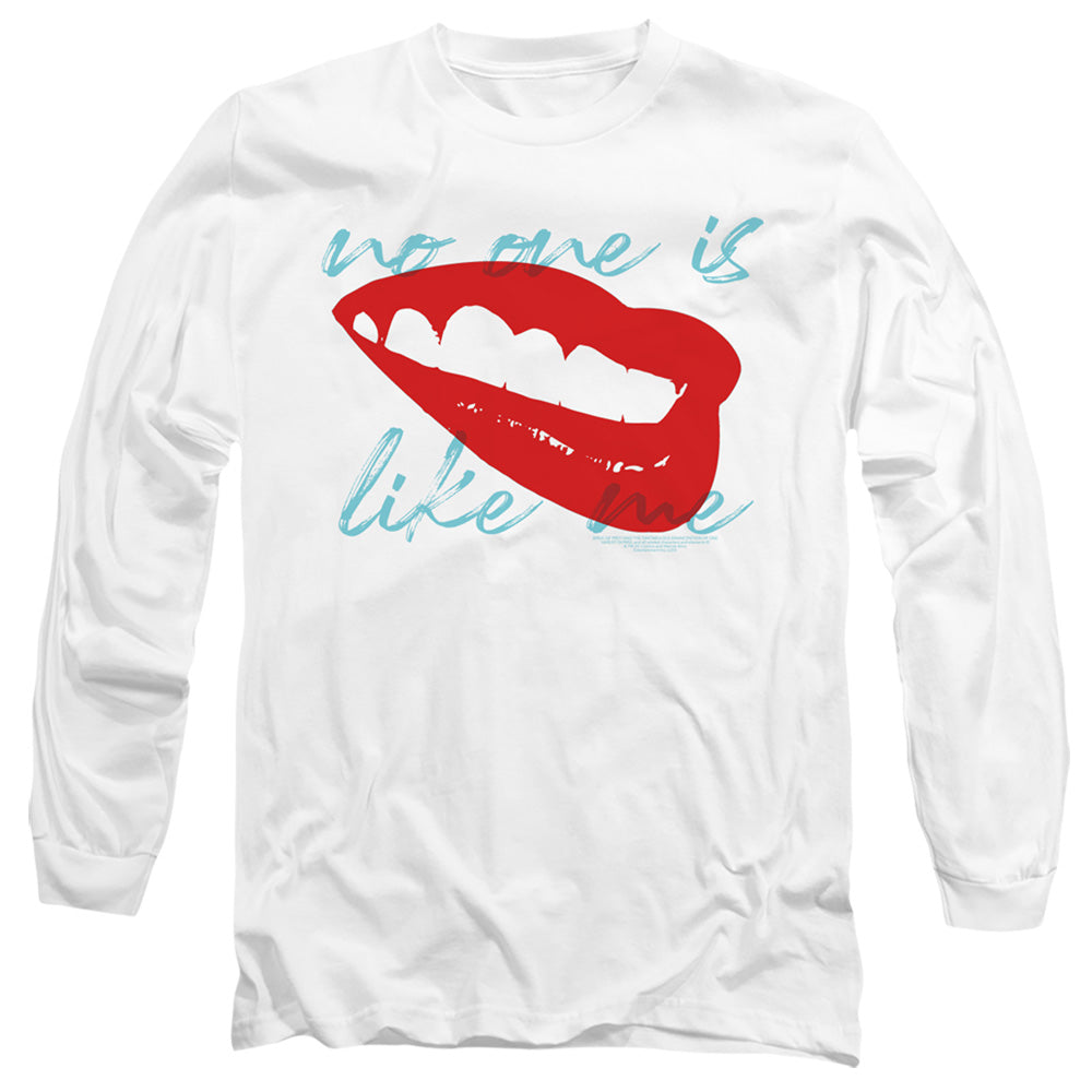 AN OFFCIALLY LICENSED BIRDS OF PREY FACE IT MEN'S LONG SLEEVE T-SHIRT WHITE