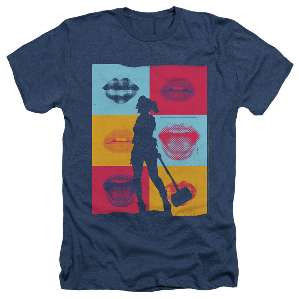 AN OFFCIALLY LICENSED BIRDS OF PREY LIPS MEN'S HEATHER T-SHIRT NAVY
