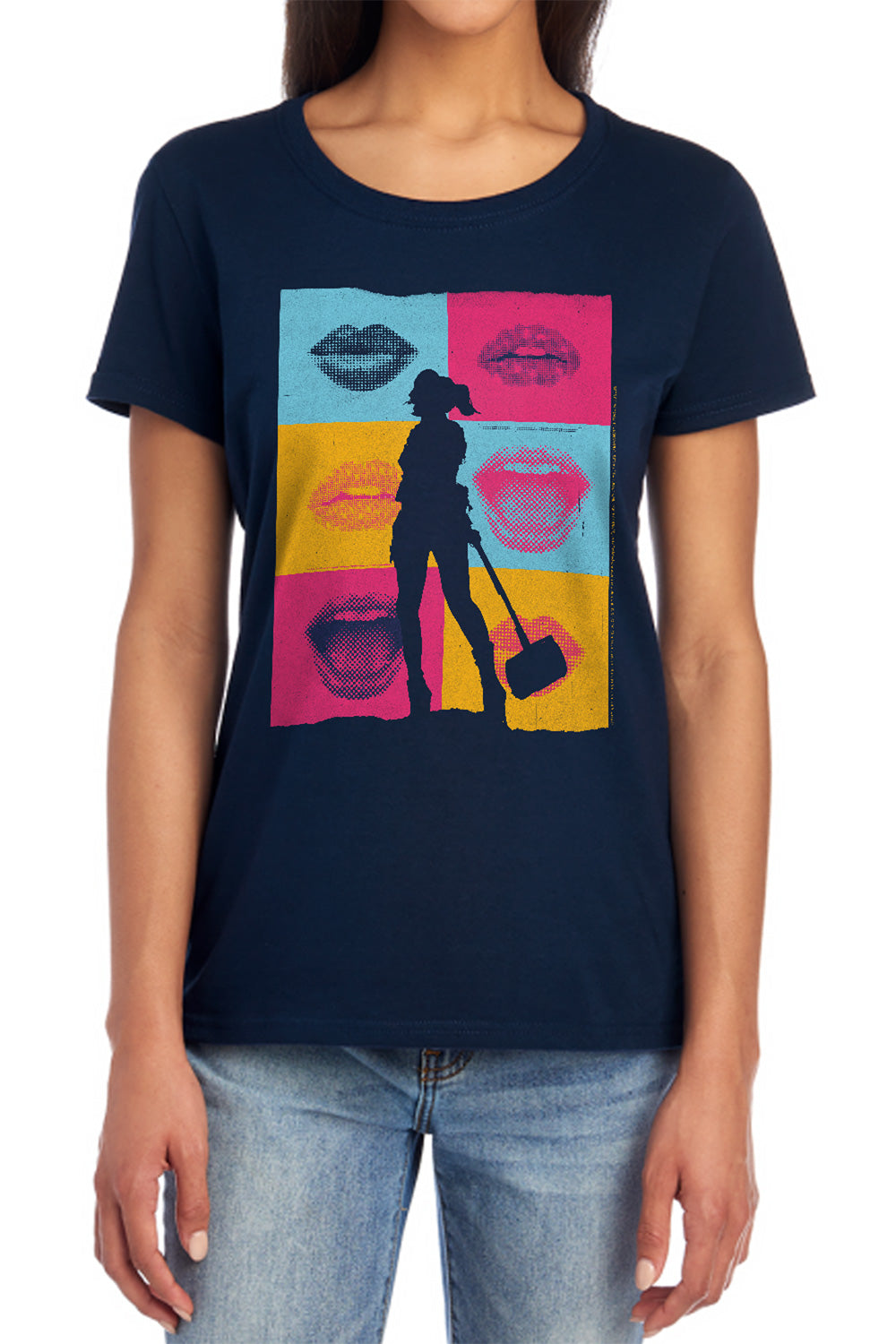 AN OFFCIALLY LICENSED BIRDS OF PREY LIPS WOMEN'S REGULAR FIT T-SHIRT NAVY