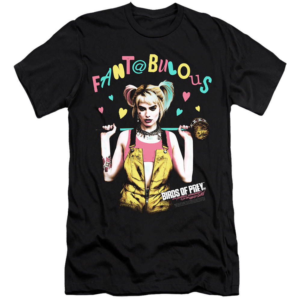 AN OFFCIALLY LICENSED BIRDS OF PREY FANTABULOUS MEN'S PREMIUM SLIM FIT T-SHIRT BLACK