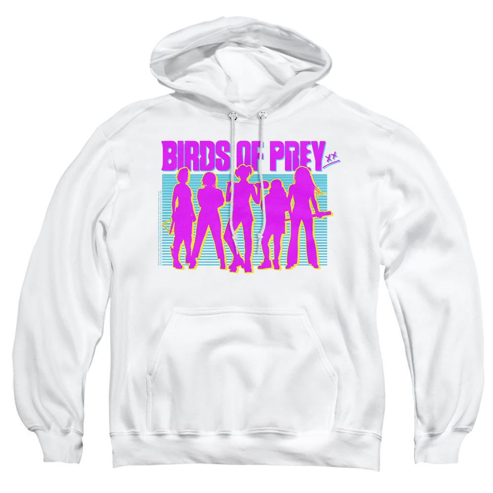 AN OFFCIALLY LICENSED BIRDS OF PREY SILHOUETTES ADULT UNISEX PULLOVER HOODIE WHITE