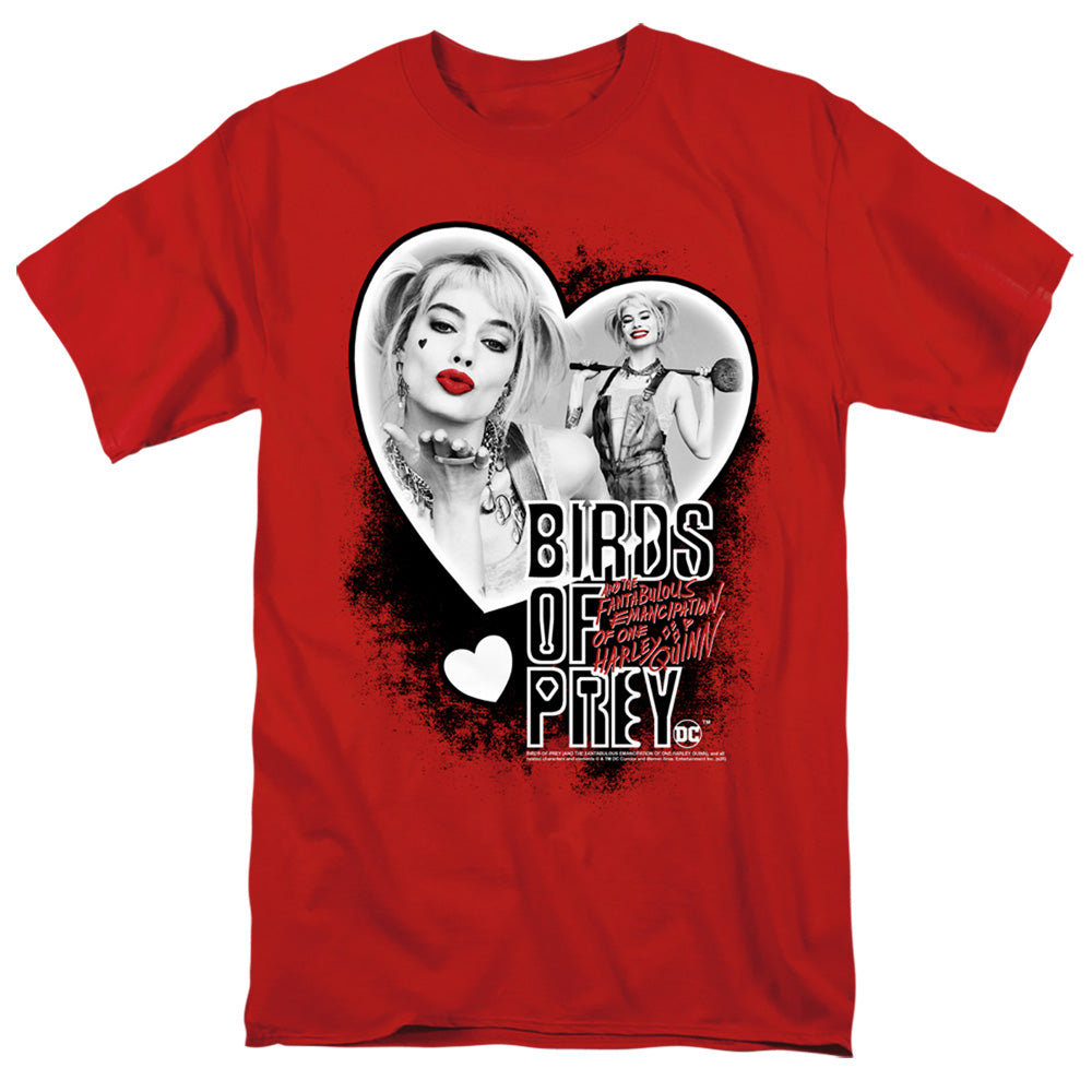 AN OFFCIALLY LICENSED BIRDS OF PREY HEART HARLEY MEN'S REGULAR FIT T-SHIRT RED