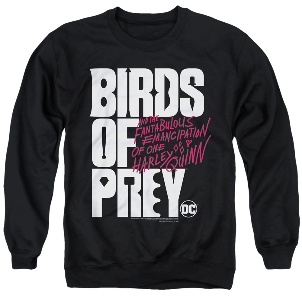 AN OFFCIALLY LICENSED BIRDS OF PREY BIRDS OF PREY LOGO ADULT UNISEX CREWNECK SWEATSHIRT BLACK