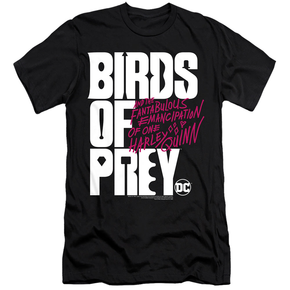 AN OFFCIALLY LICENSED BIRDS OF PREY BIRDS OF PREY LOGO MEN'S PREMIUM SLIM FIT T-SHIRT BLACK