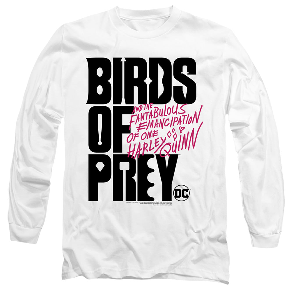 AN OFFCIALLY LICENSED BIRDS OF PREY BIRDS OF PREY LOGO MEN'S LONG SLEEVE T-SHIRT WHITE