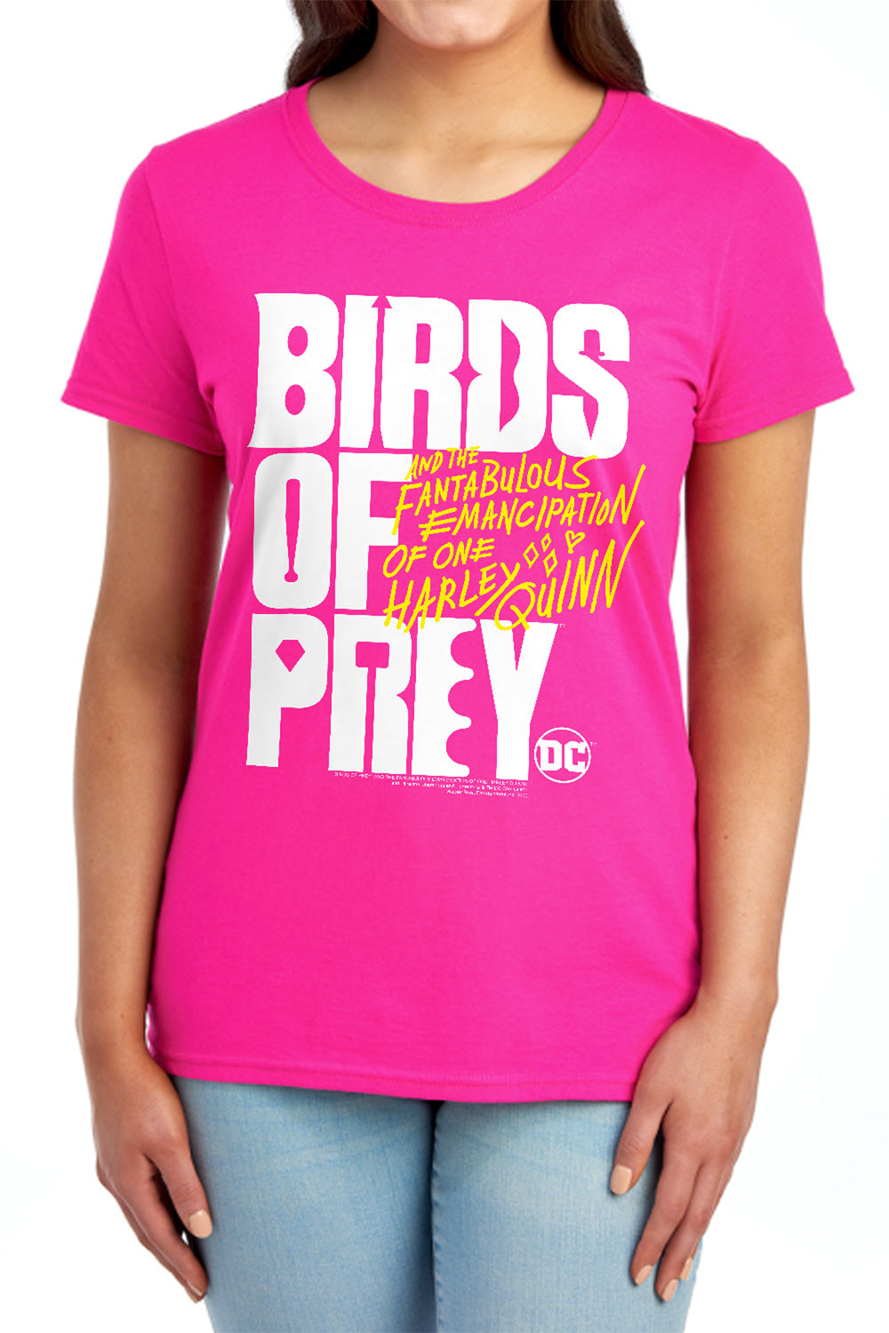 AN OFFCIALLY LICENSED BIRDS OF PREY BIRDS OF PREY LOGO WOMEN'S REGULAR FIT T-SHIRT HOT PINK