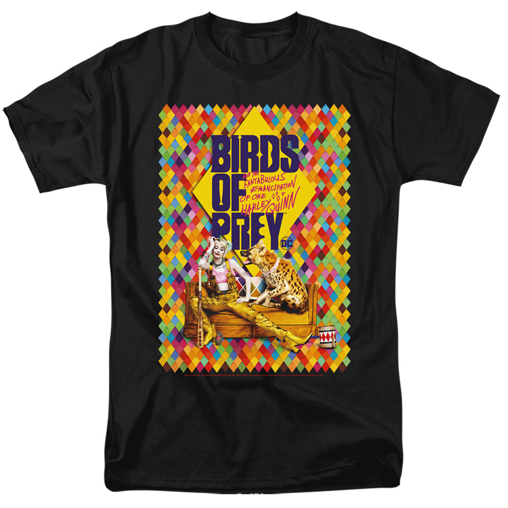 AN OFFCIALLY LICENSED BIRDS OF PREY COUCH MEN'S REGULAR FIT T-SHIRT BLACK