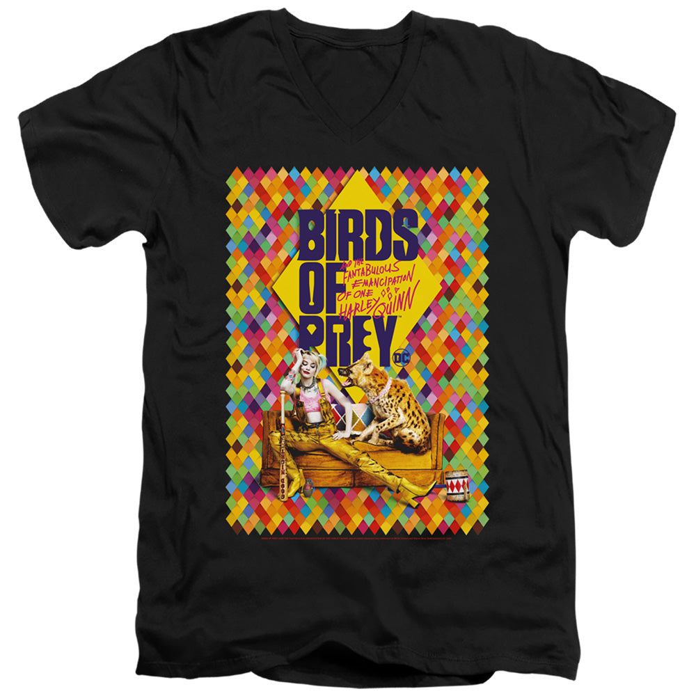 AN OFFCIALLY LICENSED BIRDS OF PREY COUCH MEN'S V-NECK T-SHIRT BLACK