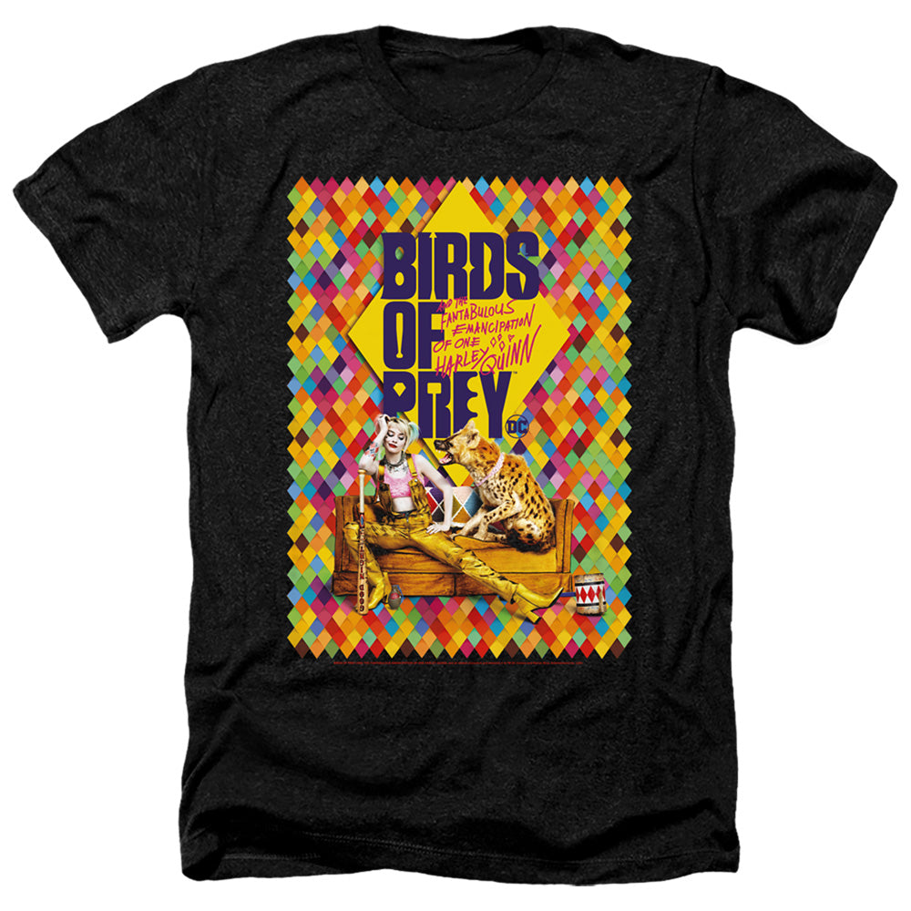 AN OFFCIALLY LICENSED BIRDS OF PREY COUCH MEN'S HEATHER T-SHIRT CHARCOAL