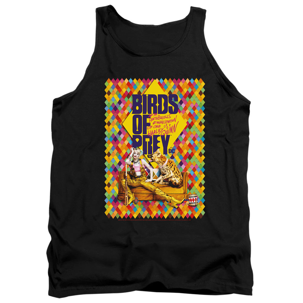 AN OFFCIALLY LICENSED BIRDS OF PREY COUCH ADULT UNISEX TANK TOP BLACK