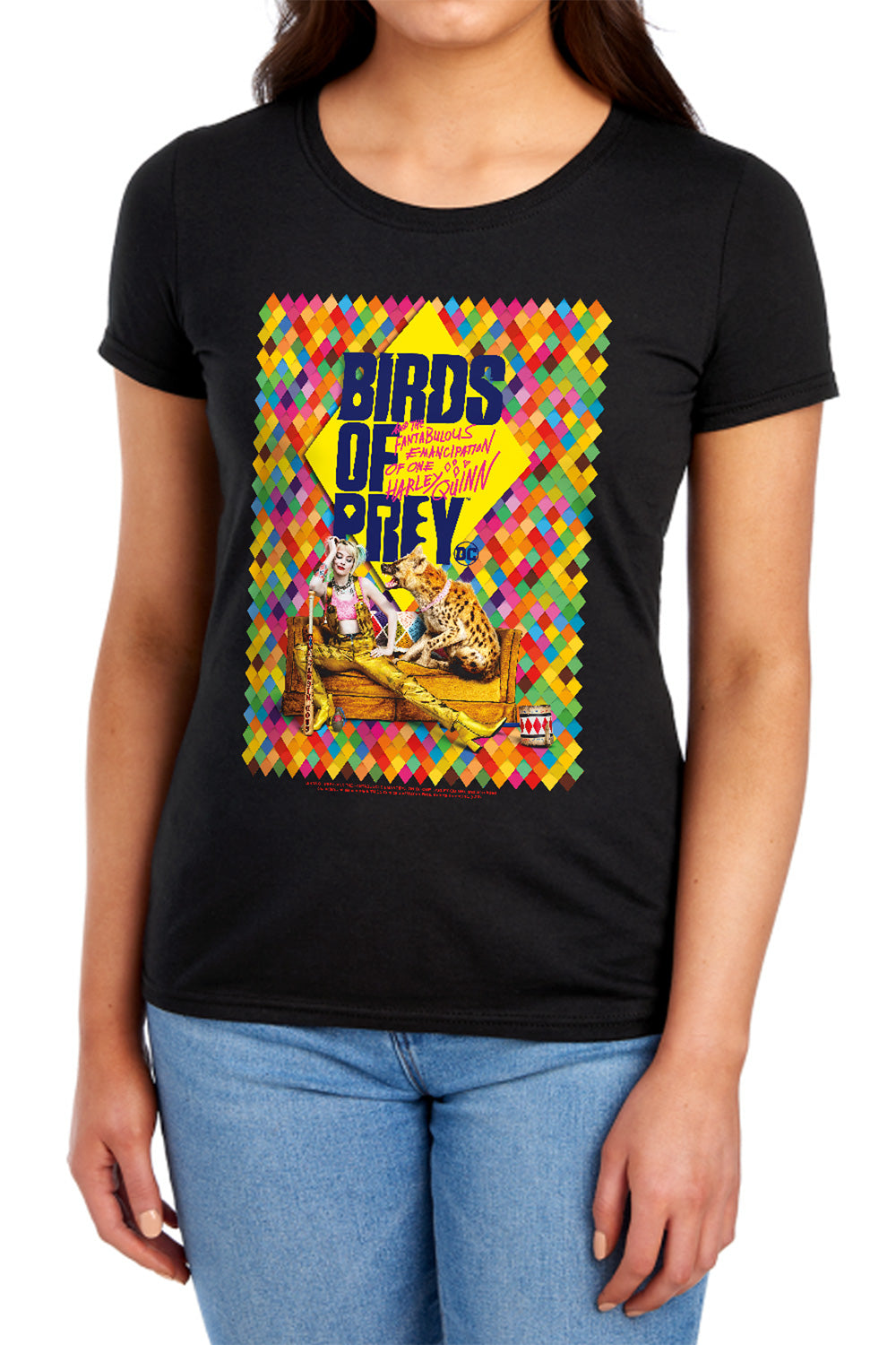 AN OFFCIALLY LICENSED BIRDS OF PREY COUCH WOMEN'S REGULAR FIT T-SHIRT BLACK