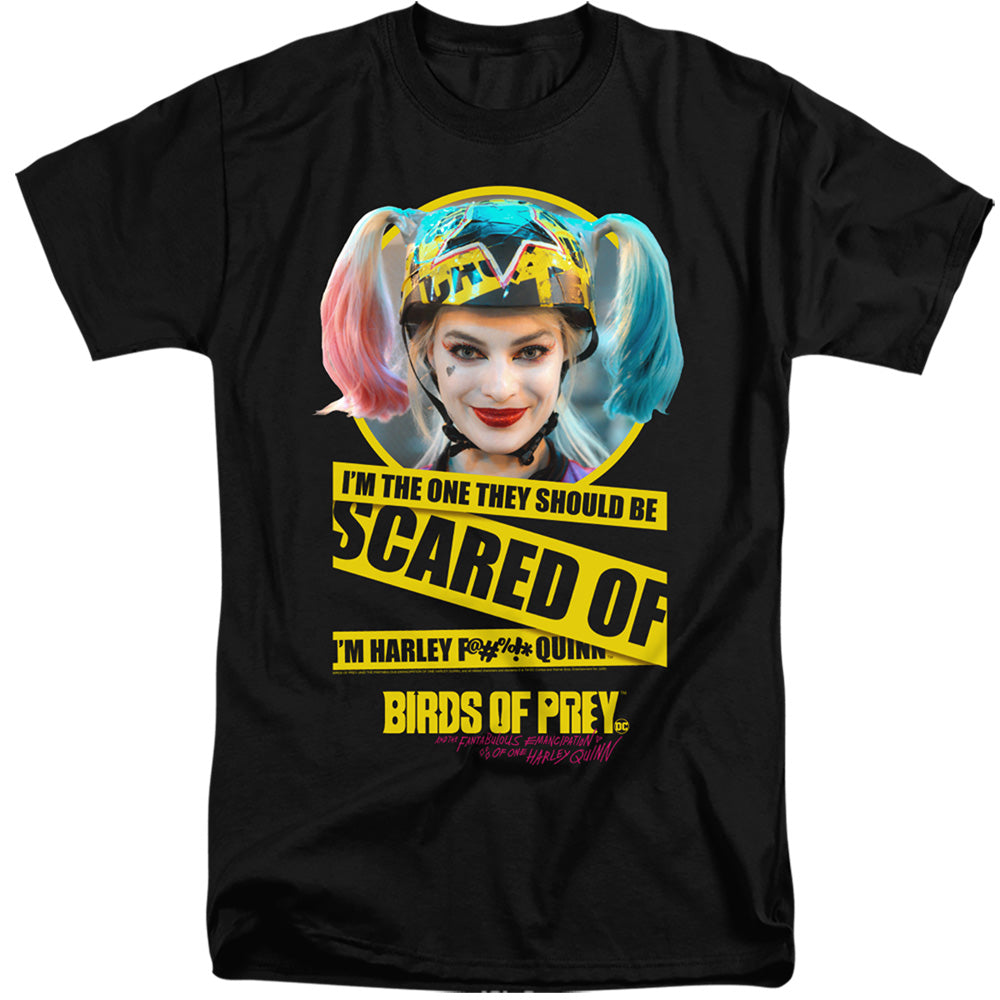 AN OFFCIALLY LICENSED BIRDS OF PREY SCARED OF MEN'S TALL FIT T-SHIRT BLACK