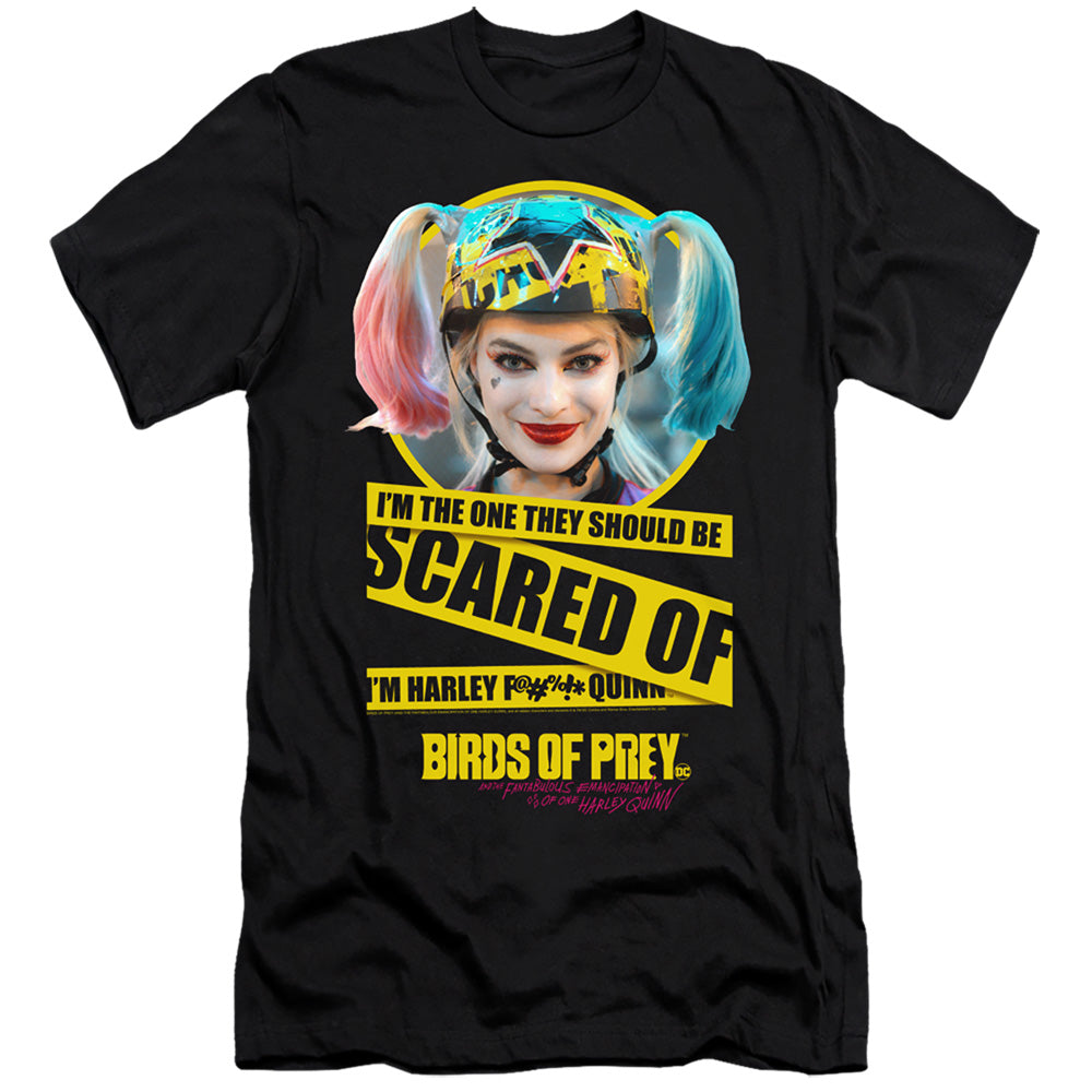 AN OFFCIALLY LICENSED BIRDS OF PREY SCARED OF MEN'S PREMIUM SLIM FIT T-SHIRT BLACK