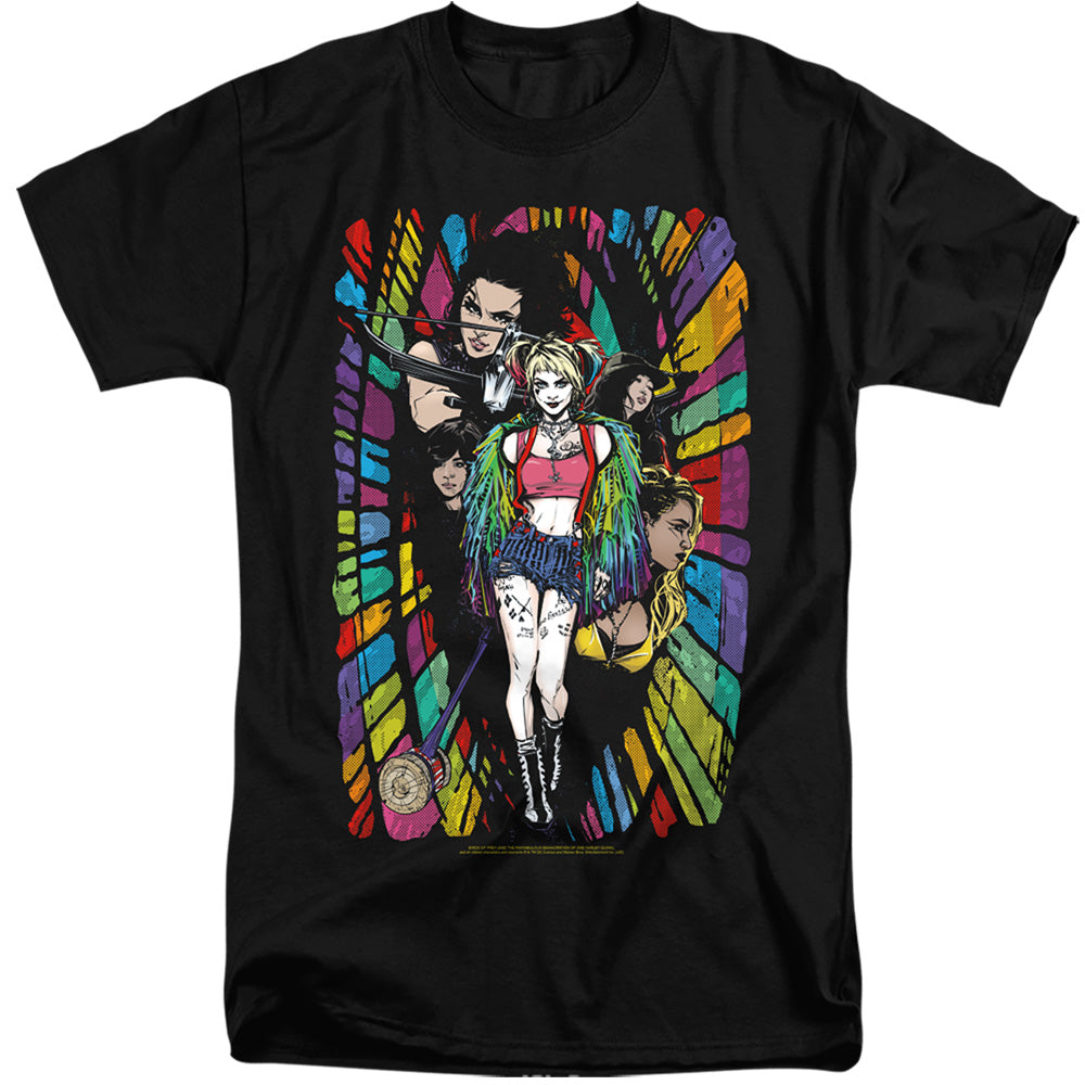 AN OFFCIALLY LICENSED BIRDS OF PREY COLOR CORRIDOR MEN'S TALL FIT T-SHIRT BLACK