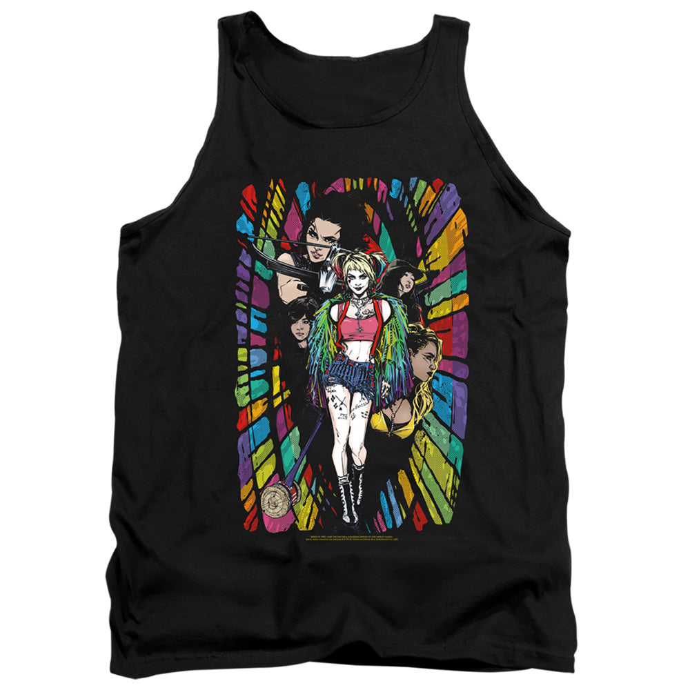 AN OFFCIALLY LICENSED BIRDS OF PREY COLOR CORRIDOR ADULT UNISEX TANK TOP BLACK