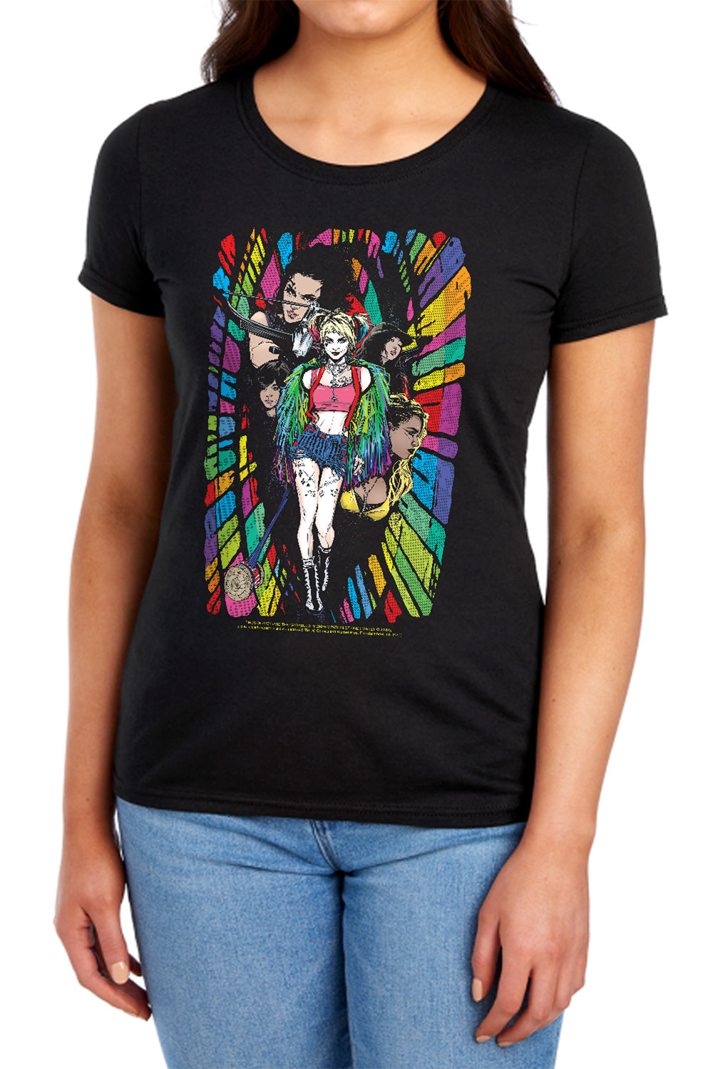AN OFFCIALLY LICENSED BIRDS OF PREY COLOR CORRIDOR WOMEN'S REGULAR FIT T-SHIRT BLACK