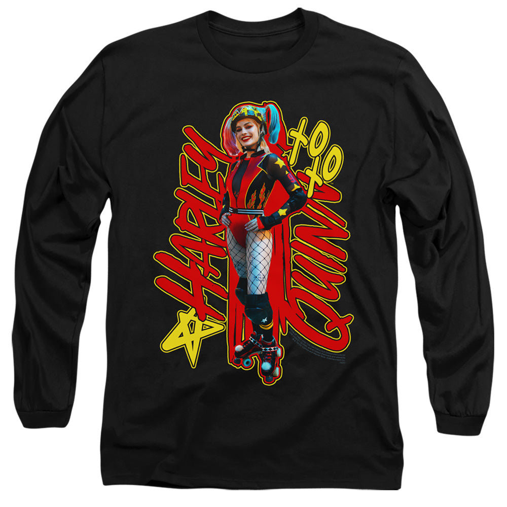 AN OFFCIALLY LICENSED BIRDS OF PREY HARLEYMANIA MEN'S LONG SLEEVE T-SHIRT BLACK