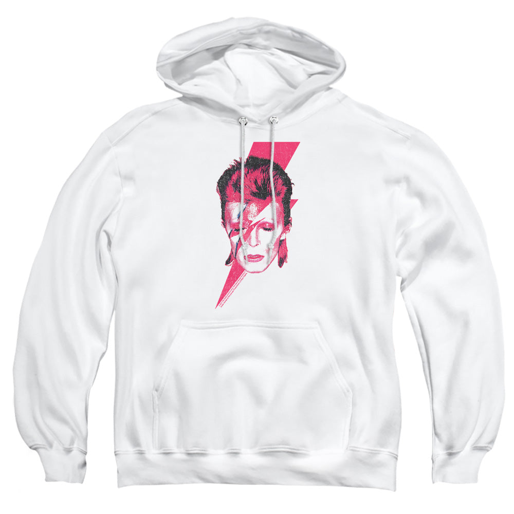 AN OFFCIALLY LICENSED DAVID BOWIE ALADDIN SANE ADULT UNISEX PULLOVER HOODIE WHITE