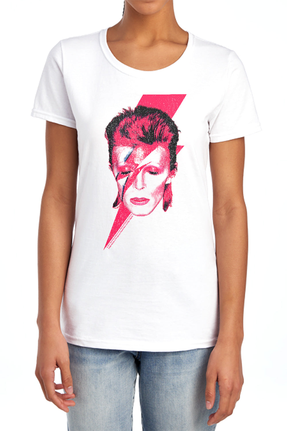 AN OFFCIALLY LICENSED DAVID BOWIE ALADDIN SANE WOMEN'S REGULAR FIT T-SHIRT WHITE