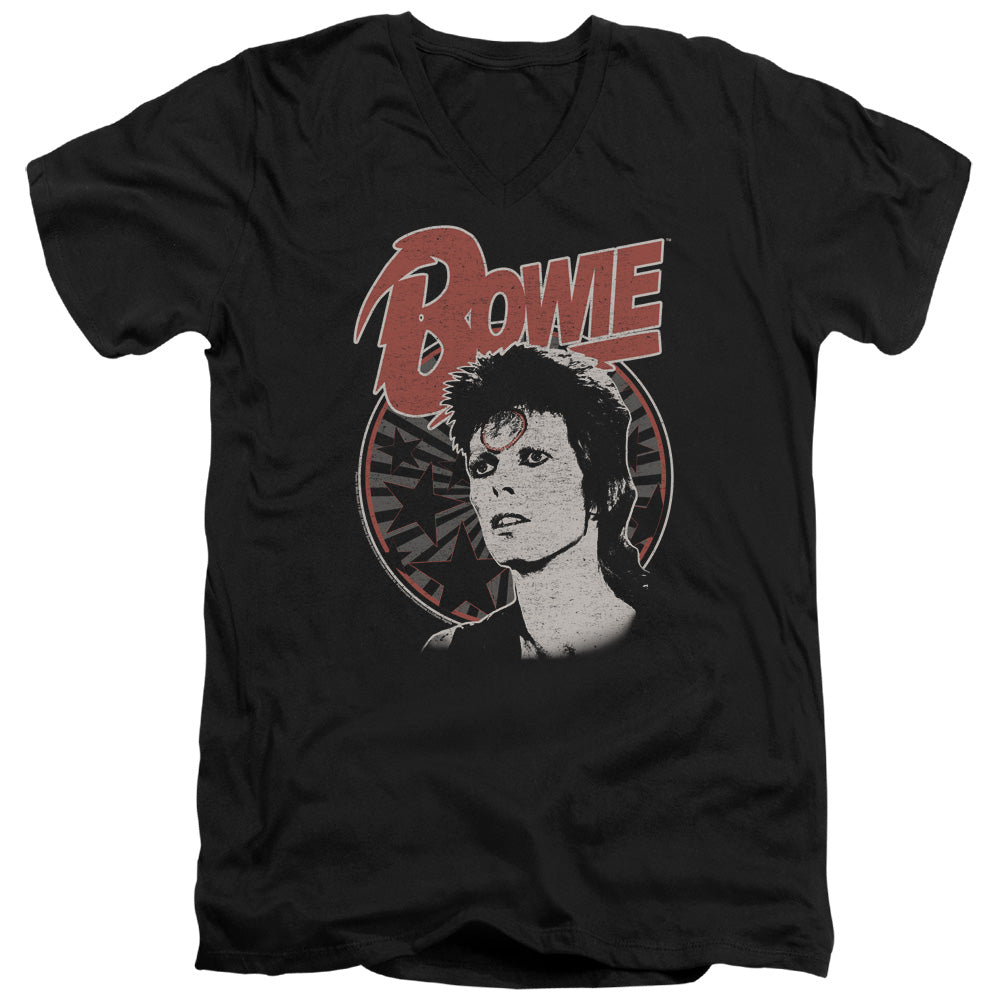 AN OFFCIALLY LICENSED DAVID BOWIE SPACE ODDITY MEN'S V-NECK T-SHIRT BLACK