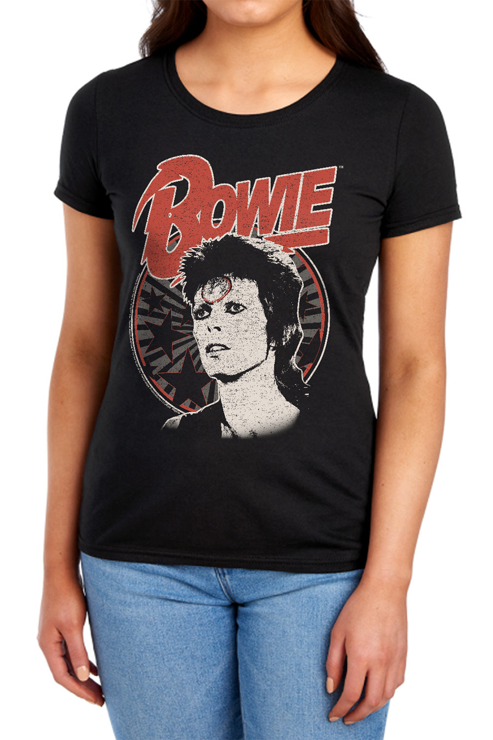 AN OFFCIALLY LICENSED DAVID BOWIE SPACE ODDITY WOMEN'S REGULAR FIT T-SHIRT BLACK