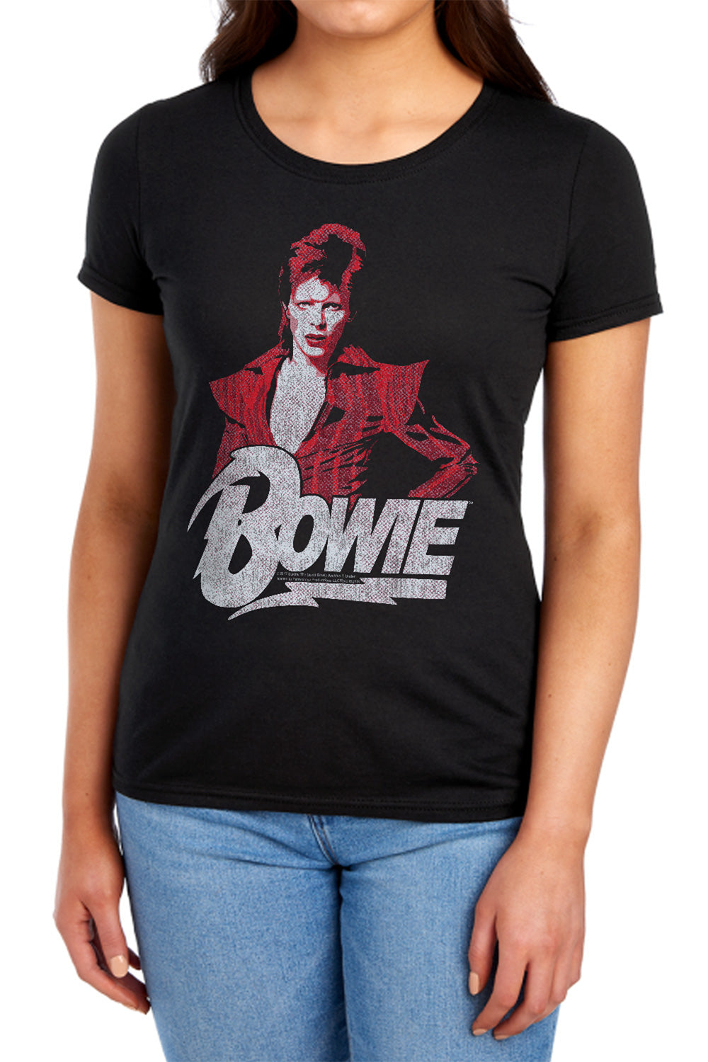AN OFFCIALLY LICENSED DAVID BOWIE DIAMOND DAVID WOMEN'S REGULAR FIT T-SHIRT BLACK
