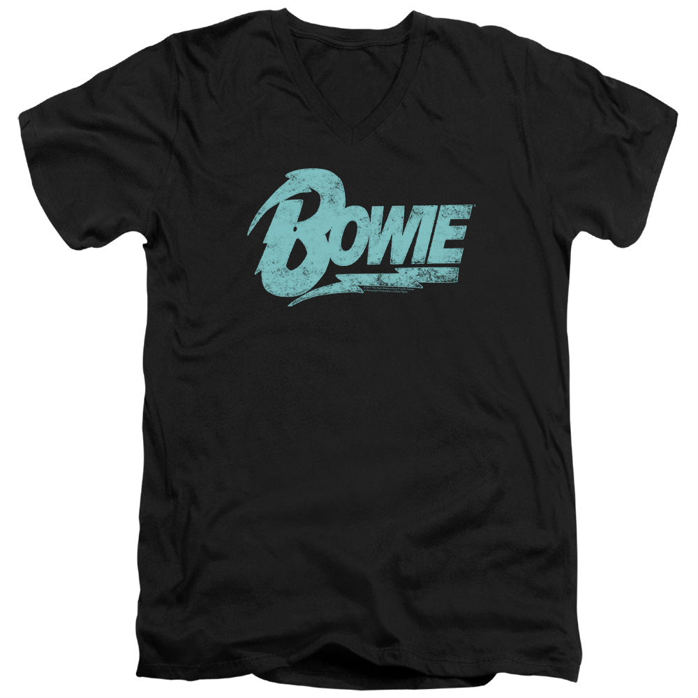 AN OFFCIALLY LICENSED DAVID BOWIE LOGO MEN'S V-NECK T-SHIRT BLACK