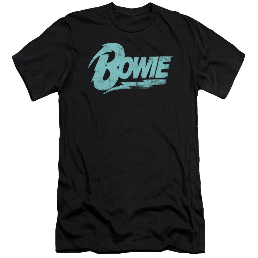 AN OFFCIALLY LICENSED DAVID BOWIE LOGO MEN'S PREMIUM SLIM FIT T-SHIRT BLACK