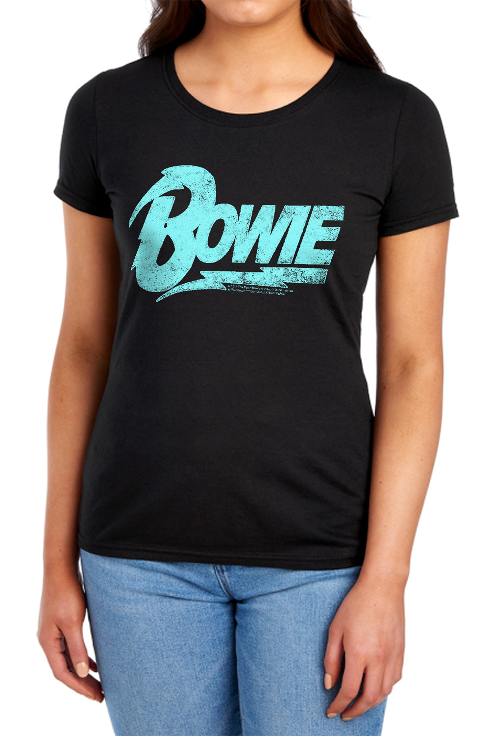 AN OFFCIALLY LICENSED DAVID BOWIE LOGO WOMEN'S REGULAR FIT T-SHIRT BLACK
