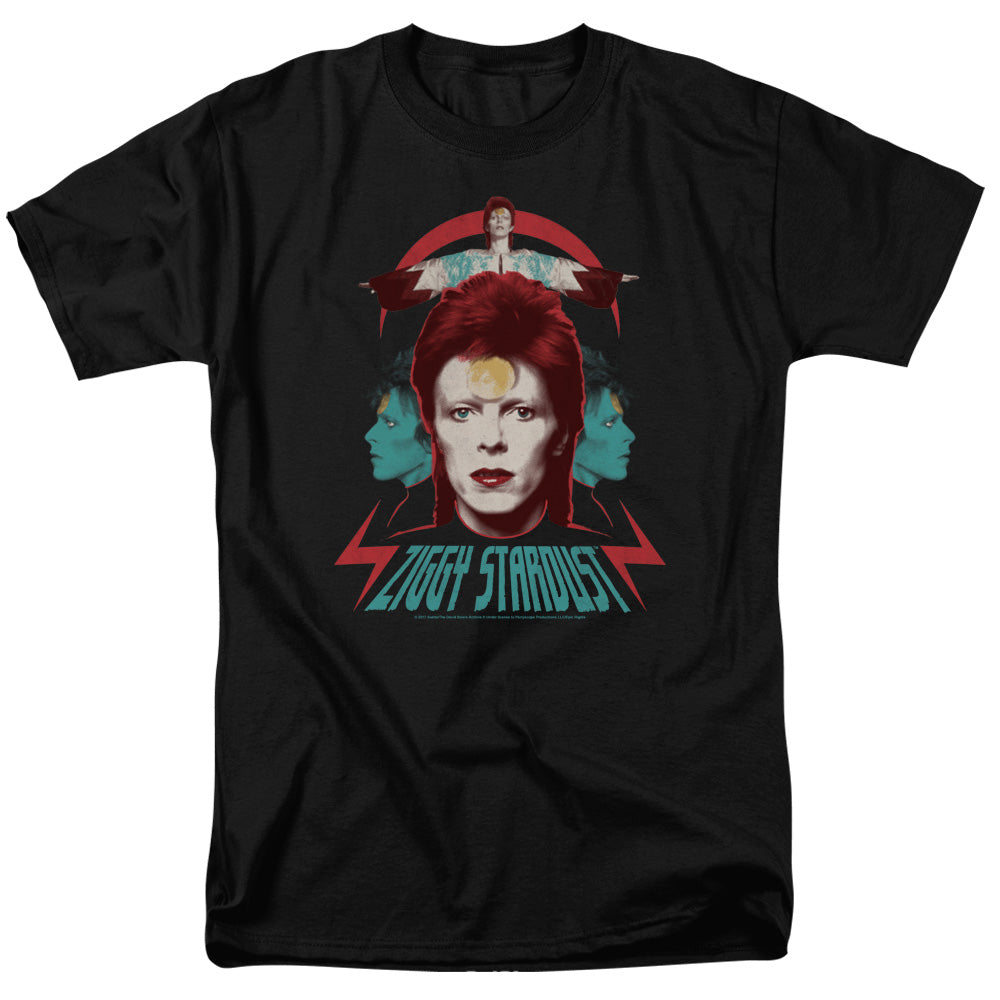 AN OFFCIALLY LICENSED DAVID BOWIE ZIGGY HEADS MEN'S REGULAR FIT T-SHIRT BLACK