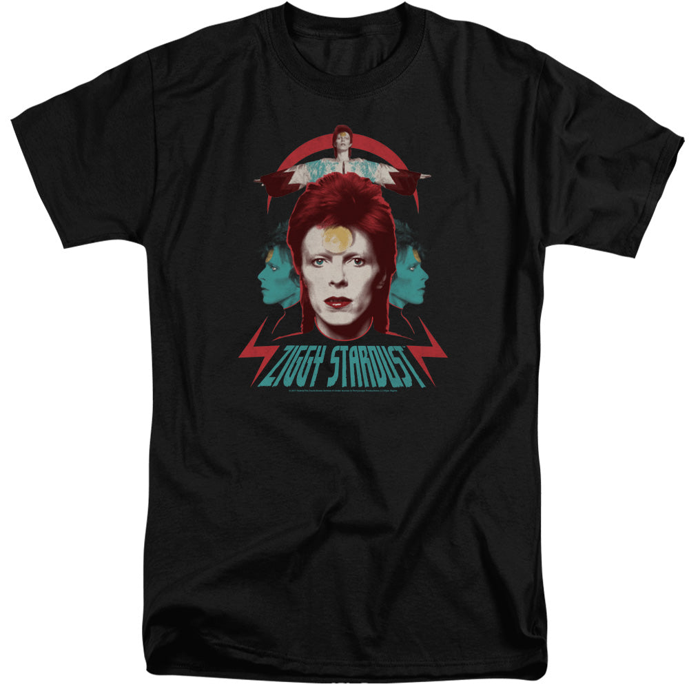 AN OFFCIALLY LICENSED DAVID BOWIE ZIGGY HEADS MEN'S TALL FIT T-SHIRT BLACK
