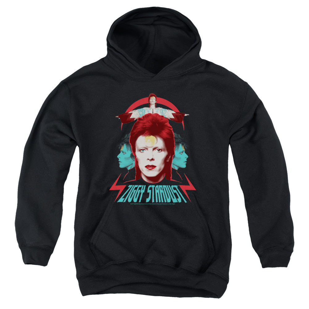 AN OFFCIALLY LICENSED DAVID BOWIE ZIGGY HEADS YOUTH HOODIE BLACK