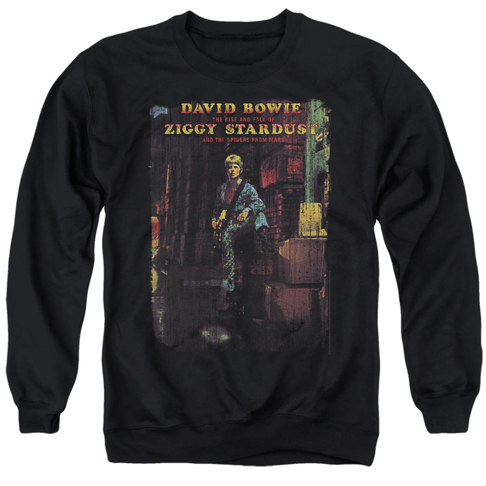 AN OFFCIALLY LICENSED DAVID BOWIE ZIGGY STARDUST ALBUM ADULT UNISEX CREWNECK SWEATSHIRT BLACK