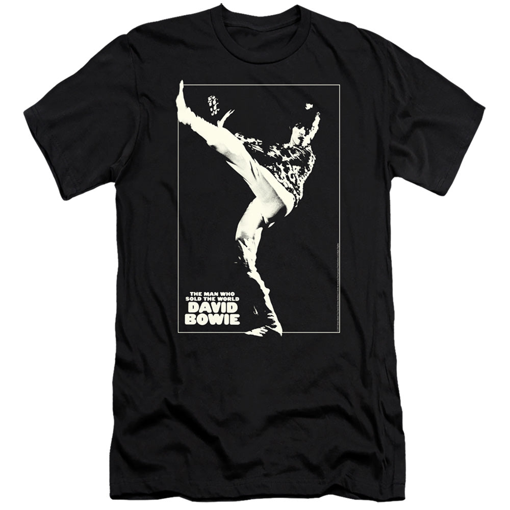 AN OFFCIALLY LICENSED DAVID BOWIE THE MAN COVER MEN'S PREMIUM SLIM FIT T-SHIRT BLACK