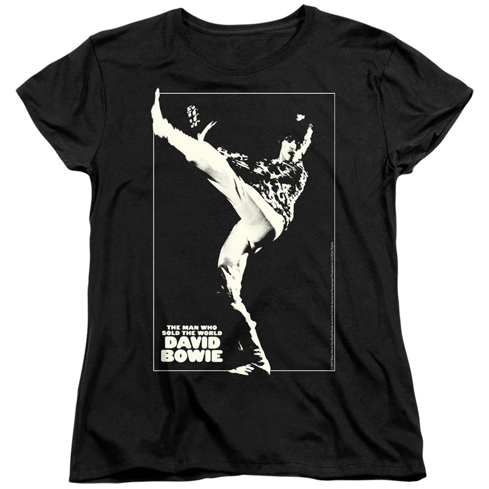 AN OFFCIALLY LICENSED DAVID BOWIE THE MAN COVER WOMEN'S REGULAR FIT T-SHIRT BLACK