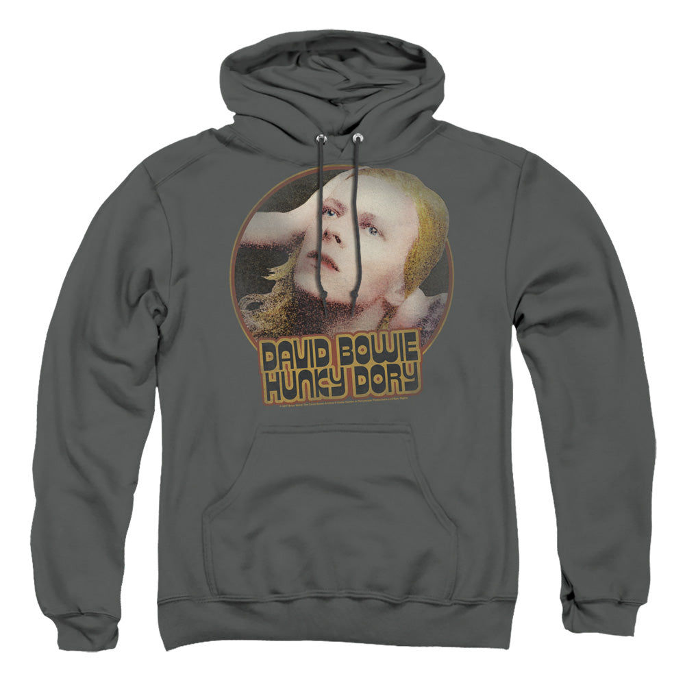 AN OFFCIALLY LICENSED DAVID BOWIE HUNKY DORY CIRCLE ADULT UNISEX PULLOVER HOODIE CHARCOAL